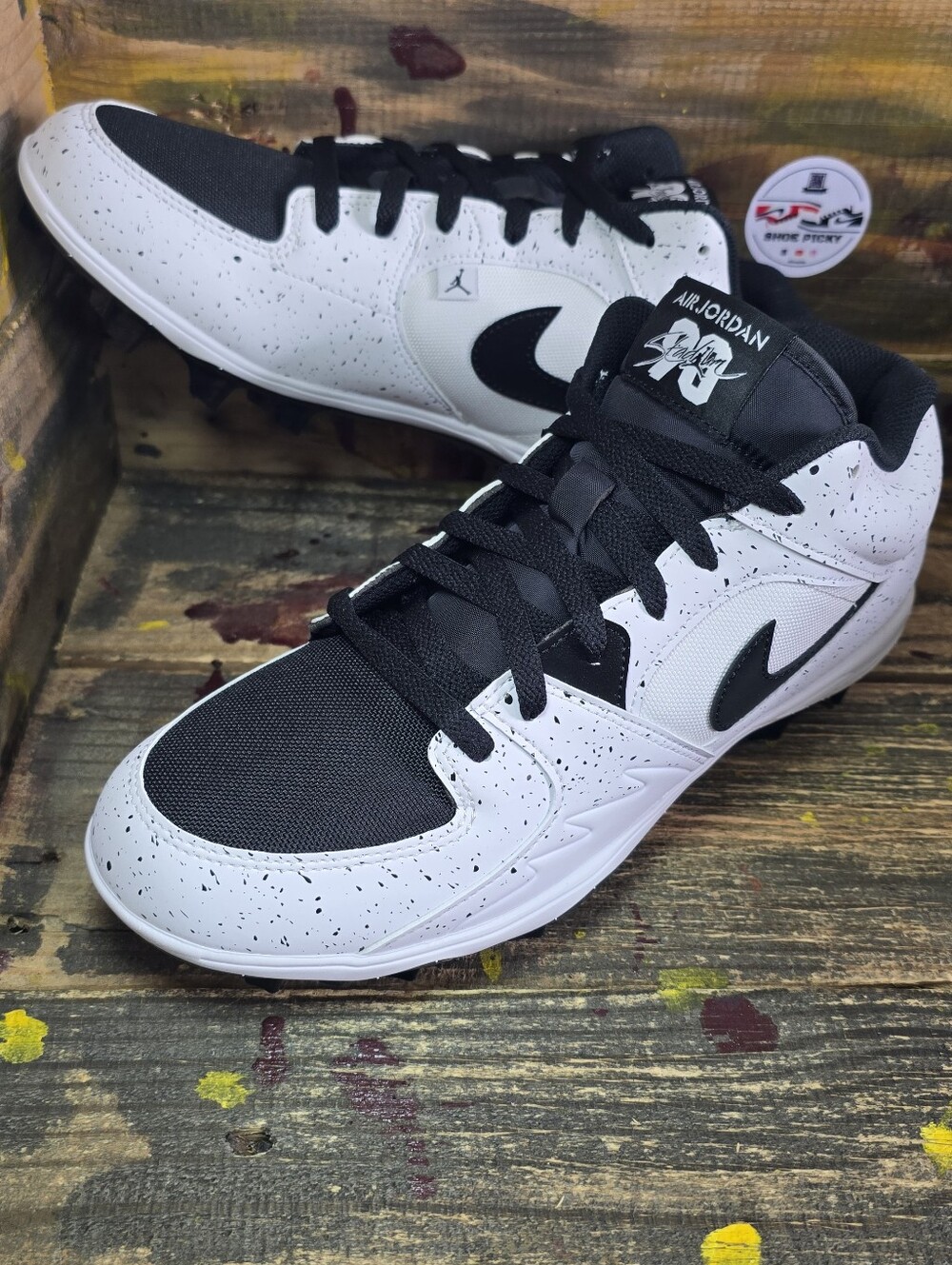 Men's Air Jordan Stadium 90 Low TD White Black Cleats HQ0210-100 Size 11, 12 New